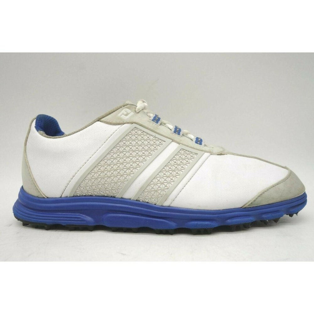 Foot Joy FJ Junior White Leather Lace Up Spikeless Golf Shoes Boys 5 Y